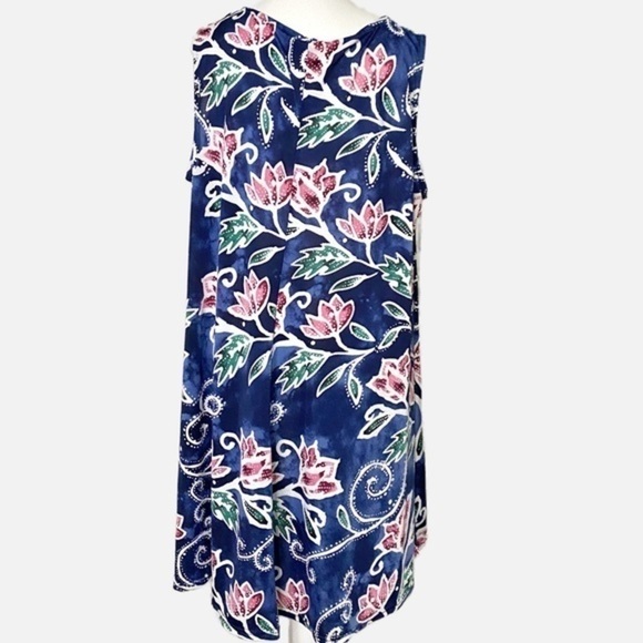 Shoreline Navy Blue Floral Sleeveless Midi Dress - Picture 2 of 12